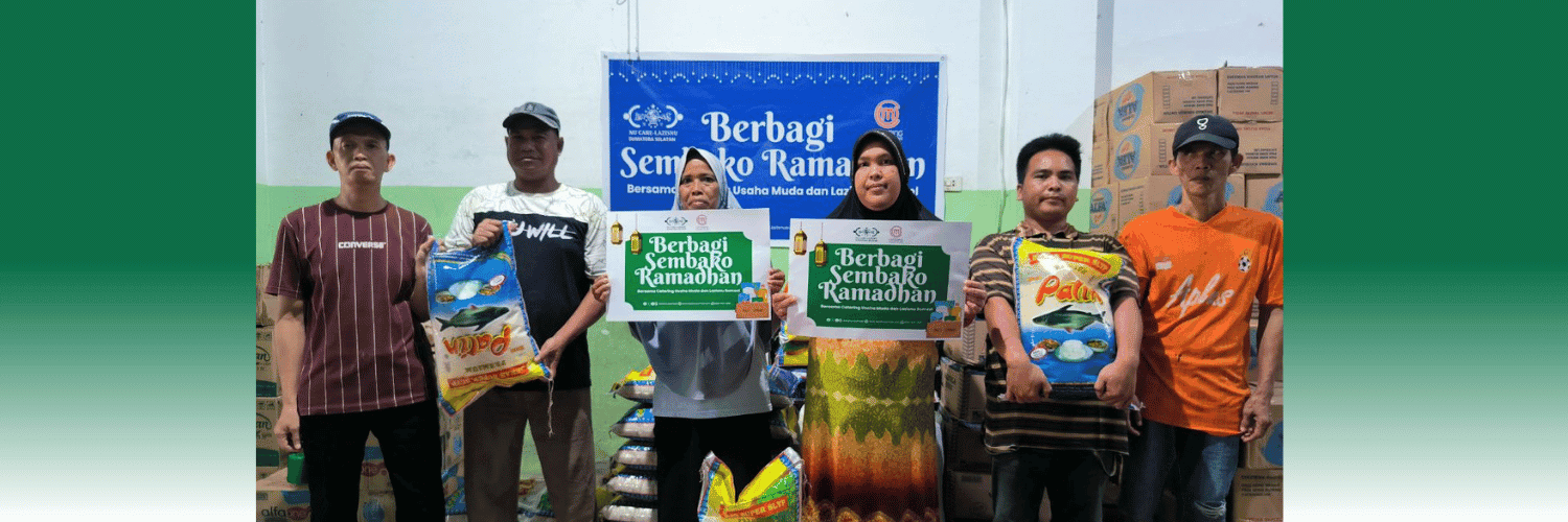 Berbagi Sembako Ramadhan, LAZISNU Sumsel Bersama Catering Usaha Muda Tebar Kepedulian
