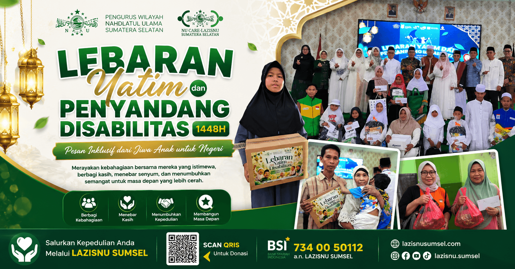 LAZISNU Sumsel Hadiri Lebaran Yatim dan Penyandang Disabilitas 1448 H di Palembang