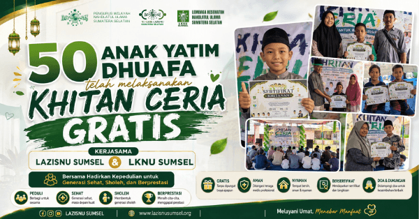 50 Anak Yatim dan Dhuafa Ikuti Khitan Ceria Gratis LAZISNU Sumsel dan LKNU Sumsel