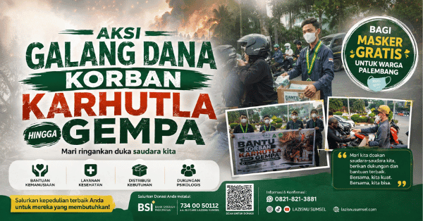 LAZISNU Sumsel Bersama PW IPPNU Sumsel Gelar Aksi Galang Dana Korban Karhutla hingga Gempa dan Bagikan Masker Gratis