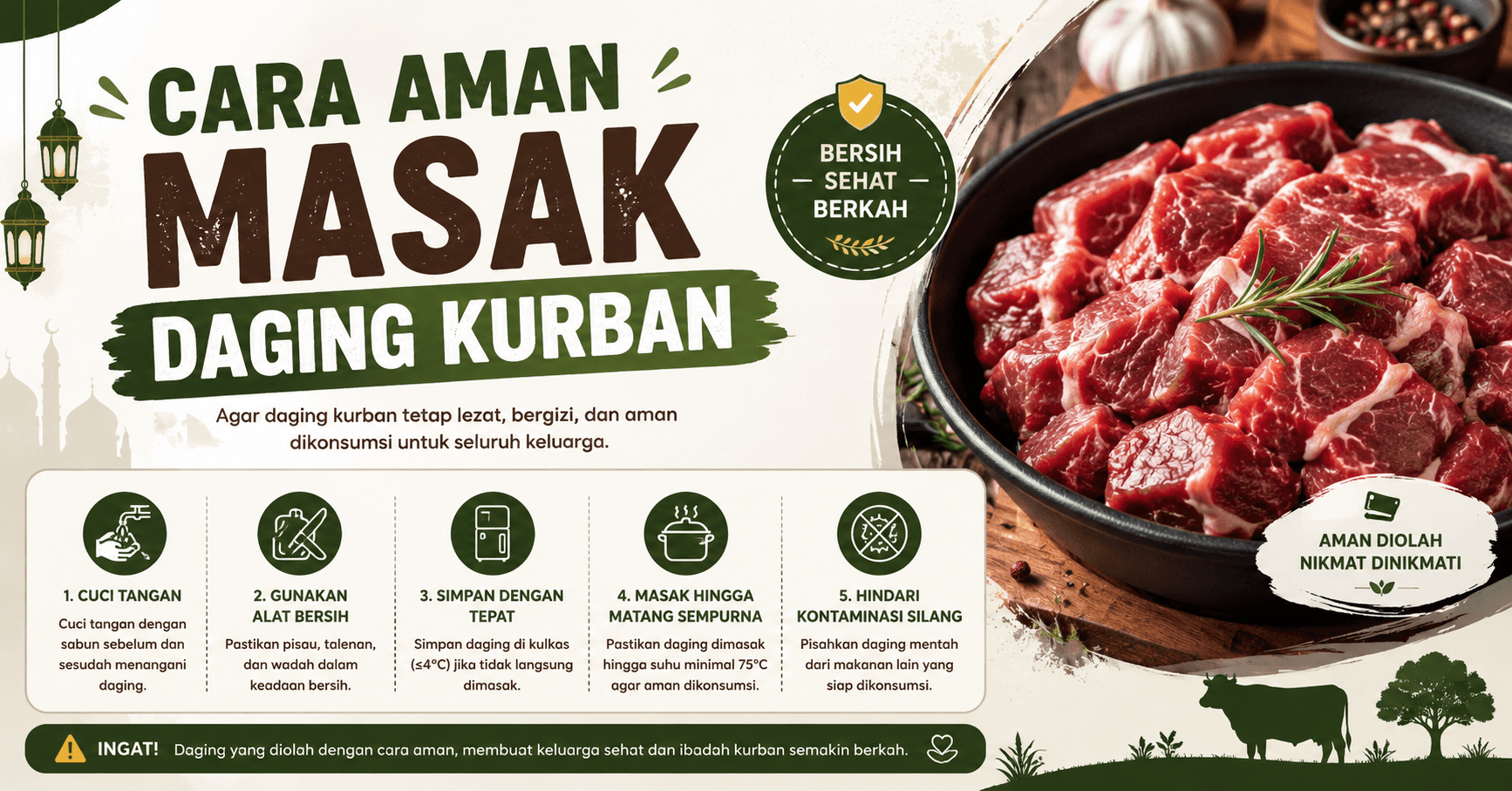 Cara Aman Makan Daging Kurban agar Kolesterol Tetap Terjaga